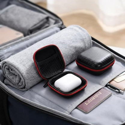 EVA Hard Shell Earphone Storage Case, Portable Zipper Cable Organizer Box, 7.5 x 7.5 x 3 cm for Earbuds, Charger and Travel Storage