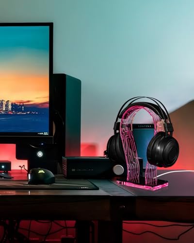 HAYVAN LED Gaming Headphone Stand - RGB Headset Holder for Desk with 60,000+ Colors & App Control, Premium Acrylic USB Light for Gamers