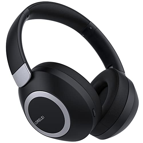 LORELEI B-C6 Wireless Over Ear Headphones, 50H Playtime Foldable Lightweight Bluetooth Headsets, Deep Bass, Built-in Microphone, Memory Foam Earmuff, for Travel, Home Office(Space Black) - color: Black