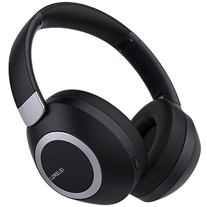 LORELEI B-C6 Wireless Over Ear Headphones, 50H Playtime Foldable Lightweight Bluetooth Headsets, Deep Bass, Built-in Microphone, Memory Foam Earmuff, for Travel, Home Office(Space Black) - color: Black