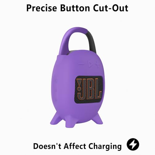 Geiomoo Silicone Carrying Case for JBL Clip 5, Protective Portable Scratch Shock Resistant Cover (Purple) - color: Purple