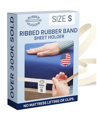 RUBBER HUGGER Bed Sheet Straps - 38x75, Small/Twin/Full, Rubber Grip | Ribbed rubber holder straps & suspenders - hidden - Use for small, twin & full sheets, keep in place - size: Small - Twin