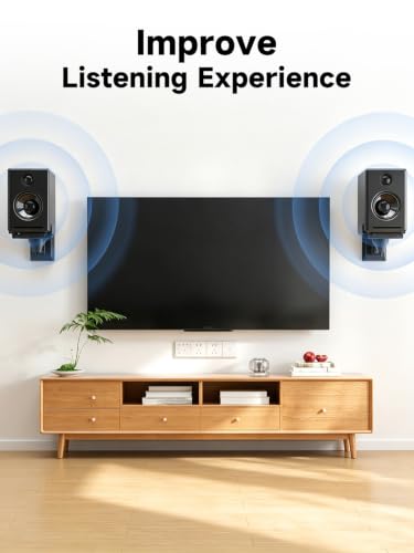 suptek Speaker Wall Mount Adjustable for Large Bookshelf Speaker Mounts | Swivel Speaker Wall Mounts with Surround Sound, Tilt Speaker Shelf For Living Room Up to 55lbs, 2 Packs, Black - size: Standard--black