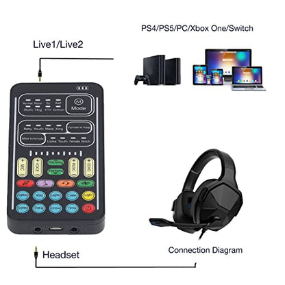 Voice Changer, Voice Changer Device Handheld Sound Card 8 Fixed Sound Effects Plug and Play, Gaming Recording, for Mobile Phone Computer