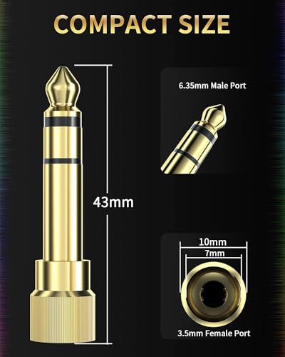 bestune 8Pcs 6.35mm 1/4 Male to 3.5mm 1/8 Female Stereo Headphone Adapter Audio Jack Plug Gold Plated for Speaker Headphone Guitar Digital Piano Amp - size: 8 PACK-Upgrade