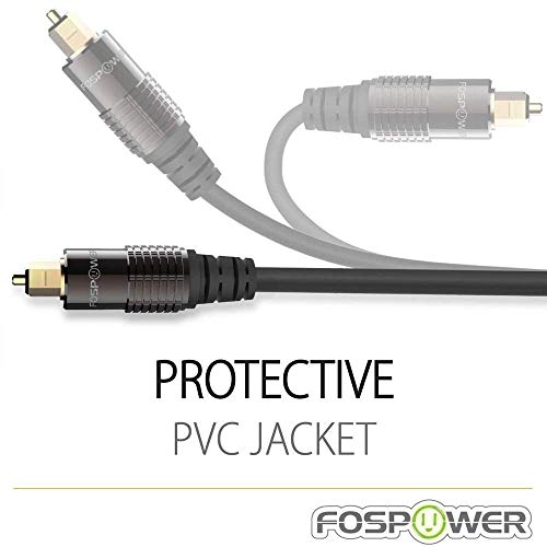FosPower 24K Gold Plated Toslink to Mini Toslink Cable, 3 FT (2 Pack) | High-fidelity digital S/PDIF optical Toslink to Mini Toslink cable featuring 24K gold-plated connectors & PVC jacket - size: 6 Ft - 2 Pack