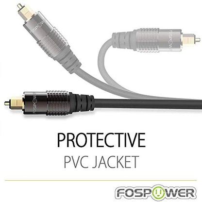 FosPower 24K Gold Plated Toslink to Mini Toslink Cable, 3 FT (2 Pack) | High-fidelity digital S/PDIF optical Toslink to Mini Toslink cable featuring 24K gold-plated connectors & PVC jacket - size: 6 Ft - 2 Pack