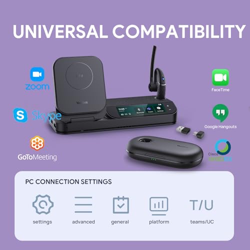 Yealink BH71 Workstation Pro Bluetooth Headset for Office Phone, Computer, Mobile, Work with Teams (Certified) Zoom, Charging Case, Wireless Charging Pad, Speakerphone, USB 3.0 Hub, 3-Inch Touchscreen - style: BH71 Workstation Pro