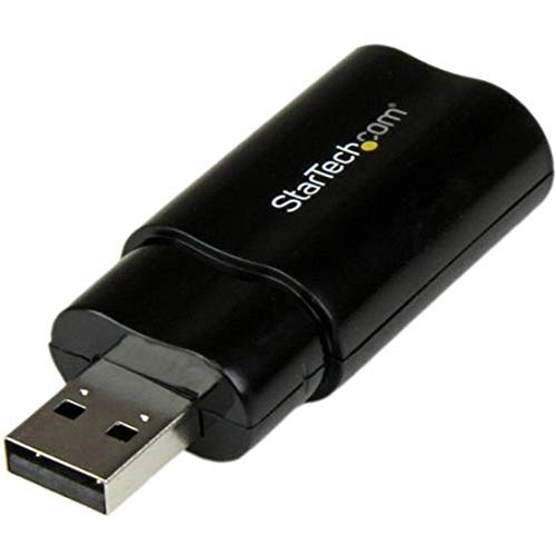 StarTech USB Sound Card, 3.5mm Audio Adapter, Black, TAA (ICUSBAUDIOB) | External Sound Card - size: 1 Count (Pack of 1)