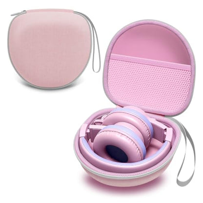 Kids Headphones Case for Folding Headphone, Pink (Case Only) | Compatible with iClever BTH12/HS19/BTH26/JoySpark-T5/Candy Bila BH03/EarFun/IMYB/MIDOLA MD-B01/noot Products Kids Headphones - color: Pink