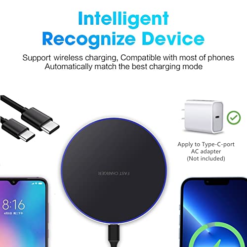 20W Fast Wireless Charger Pad,USB-C Wireless Phone Charging Station | Metal Frame Design,[20W SUPER Fast Charging] Wide Compatible with iPhone 17-11/Airpods,Samsung Galaxy/Buds,LG/Pixel -Black - color: Black