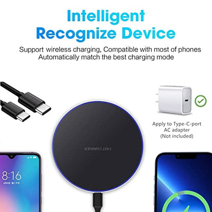 20W Fast Wireless Charger Pad,USB-C Wireless Phone Charging Station | Metal Frame Design,[20W SUPER Fast Charging] Wide Compatible with iPhone 17-11/Airpods,Samsung Galaxy/Buds,LG/Pixel -Black - color: Black