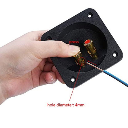 2Pcs 3.1" Square Speaker Box Terminal Cup, Binding Post Connectors | 3.1 Inch, Square 2-Way Speaker Box Terminal Cup Binding Post, Subwoofer box spring-loaded Terminal Plates