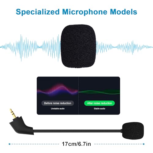 Mic Replacement for HyperX Cloud II, Cloud, CloudX 2nd Gen Detachable 3.5 mm Noise Cancelling Mic with Foam Cover Straight Jack Gaming Microphone