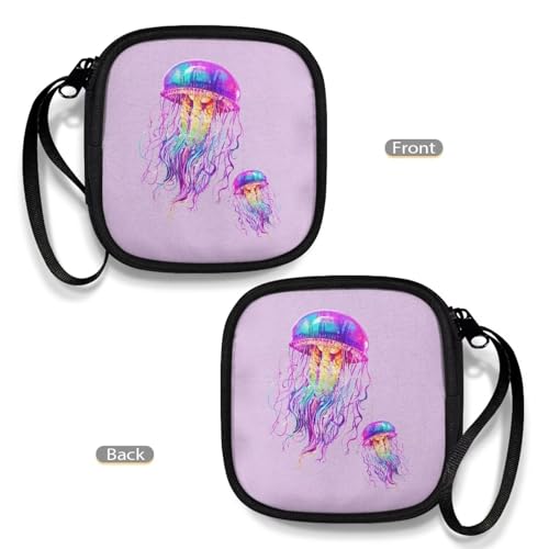 Earbuds Carrying Case Portable Storage Earphone Pouch Bag for Earbuds, in-Ear Headphones, Earphones, Headsets, USB Charging Cable - Jellyfish - color: Jellyfish