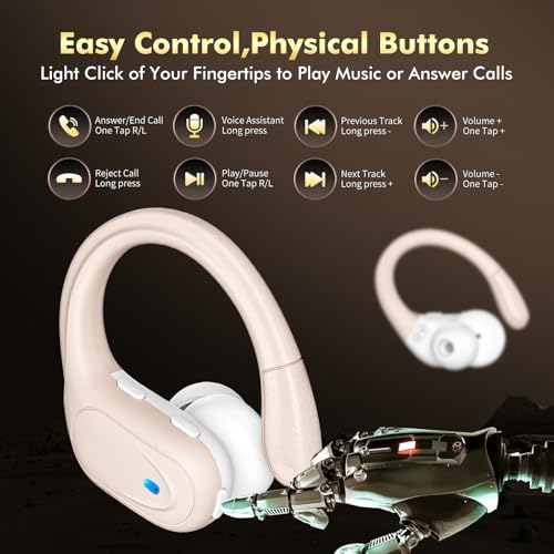 HAOYUYAN Wireless Earbuds, Sports Bluetooth Headphones, 80Hrs Playtime Ear Buds with LED Power Display, Noise Canceling Headset, IPX7 Waterproof Earphones for Workout/Running (Camel) - color: Camel