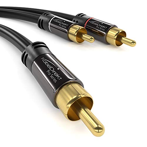 KabelDirekt – RCA/Phono Y Cable – 1×2 – 15ft | Coax, male/male plugs, analog/digital, adapter for subs/amps/Hi-Fis/home theater/receivers, black - size: 15 feet, style: 1-Pack