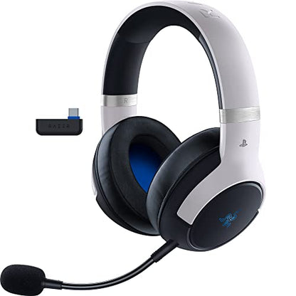 Razer Kaira Pro HyperSpeed Wireless Gaming Headset with Haptics for PlayStation 5 / PS5, PS4, PC, Mobile: Titanium 50mm Drivers - Hybrid Mic - Low Latency Bluetooth - 30 Hr Battery - White & Black - color: White/Black, style: Kaira Pro HyperSpeed