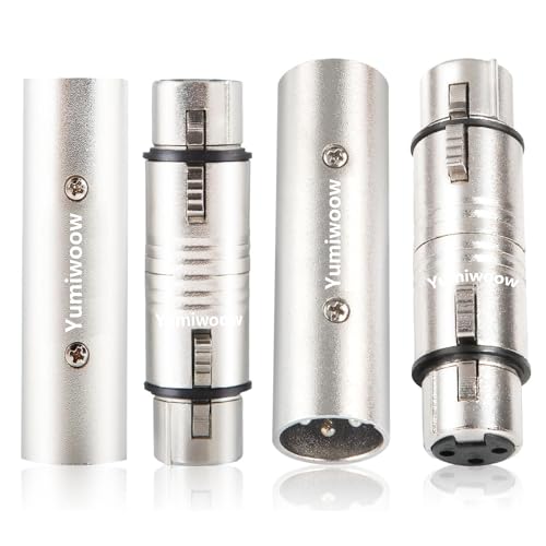 2-Pack XLR Adapter, 2 Male to Male & 2 Female to Female Couplers, Gender Changer Connector for Mixer, Microphone, Amplifier