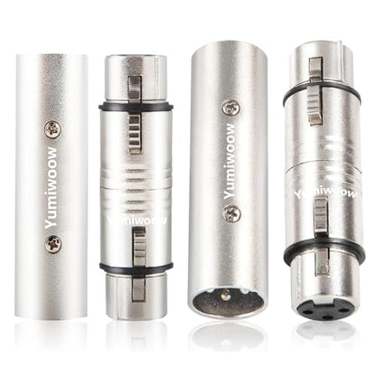 2-Pack XLR Adapter, 2 Male to Male & 2 Female to Female Couplers, Gender Changer Connector for Mixer, Microphone, Amplifier