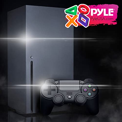 Pyle Gaming Controller - High-Performance Wireless Gamepad with Analog Stick for PC, Android, iOS Console | Dual Vibration with LED Light, Built-in Speaker, Headset Jack, 6-Axis Sensor