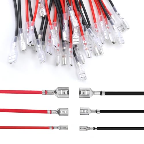 30Pcs Speaker Connectors, 2.8mm, 4.8mm, 6.3mm, Quick Splice | Female Wire with Insulating Sleeves, Crimp Terminal Assortment