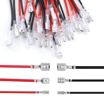 30Pcs Speaker Connectors, 2.8mm, 4.8mm, 6.3mm, Quick Splice | Female Wire with Insulating Sleeves, Crimp Terminal Assortment