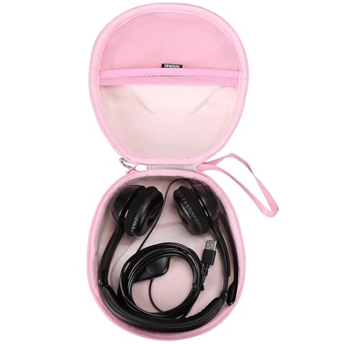 Mchoi Hard Protable Case Fits for Logitech H390 / Logitech Zone 301 Wired Headset, Case Only, Pink - color: Pink