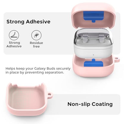 AhaStyle Silicone Case for Samsung Galaxy Buds4 and Galaxy Buds4 Pro (2026) | Skin-Friendly Soft Touch, Full Protection,Shockproof, with Carabiner, Wireless Charging, Headphone Accessories, for Men Women - color: Galaxy Buds4/Buds4 Pro, Pink