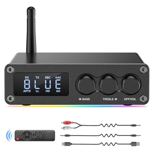 M12 Pro PreBluetooth 5.2 Receiver Transmitter for TV,Home Stereo,BT Headset,Low Latency HD Bluetooth Audio Decoder Adapter with Display,RCA,3.5mmAUX,Coaxial,Optical Inputs/Outputs