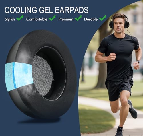Cooling-Gel Ear Pads Cushions for Razer Kraken Pro V2 & Razer Kraken 7.1 V2 | Replacement Ear Cups Earmuffs Made of Ice Silk Fabric & Memory Foam, Easy Installation - Black