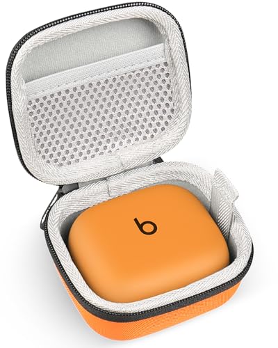Beats Powerbeats Pro 2 무선 블루투스 이어버드와 호환되는 이어버드 케이스, 휴대용 여행용 하드 쉘 이어폰 케이스 - 클립 포함 (오렌지) - color: 주황색.