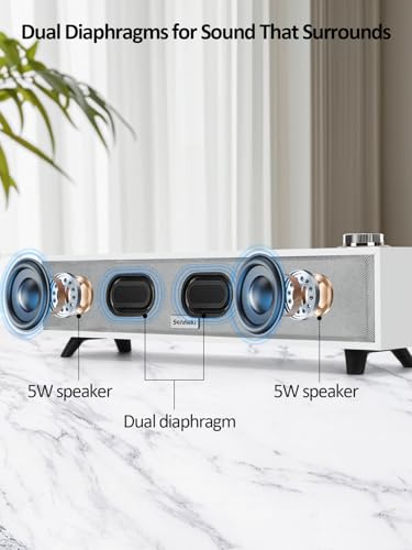 Computer Speakers, 10W Computer Sound Bar, USB Powered PC Speakers, Bluetooth 5.0 and RCA Input pc Speakers for Desktop, Laptops, Phonograph, Phones, Tablets(K01)