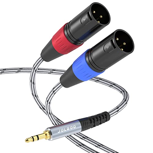 JOLGOO 3.5 mm TRS to Dual XLR Male Pro Stereo Breakout Cable, 1/8" TRS Stereo to 2 XLR Male Y Splitter Patch Microphone Cable, 15 Feet - size: 15 Feet, style: 3.5mm to Dual XLR Male