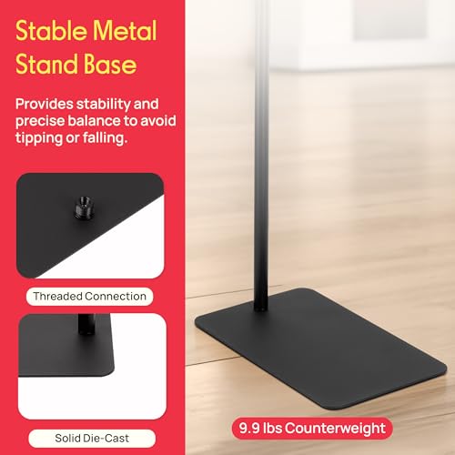 Pyle Square Base Microphone Stand with Mic Clip - Heavy Duty, Height Adjustable, 36.2" to 63.38'', Solid Die-Cast Base, Studio & Concert Use, Universal 5/8'' Adapter, Cable Clip Included - style: Glossy black finish