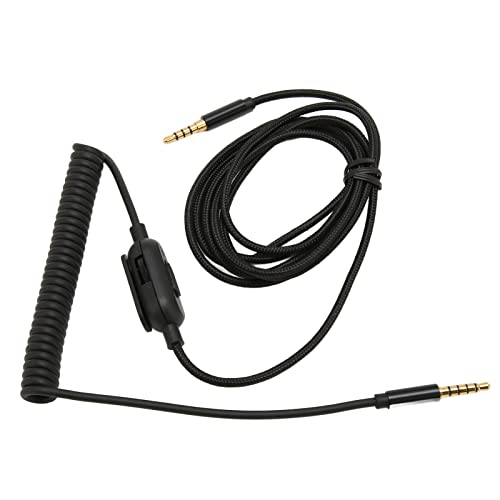 Replacement Headphone Cable Coiled Aux Cord for Astro A30 6.6ft Adjustable Volume Replacement Sound Spring Cable 3.5mm Plugs Upgrade Headphone Audio Cable Gold