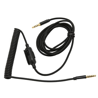 Replacement Headphone Cable Coiled Aux Cord for Astro A30 6.6ft Adjustable Volume Replacement Sound Spring Cable 3.5mm Plugs Upgrade Headphone Audio Cable Gold