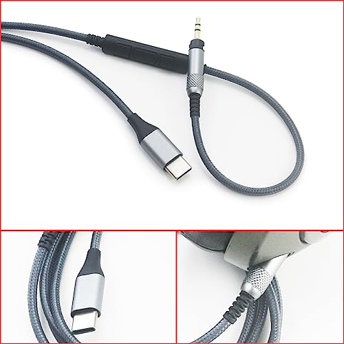 NewFantasia USB C Audio Cable Compatible with Sennheiser HD598 HD598Cs HD560s HD598SE HD620S HD400PRO HD599 HD505 Headphone, Remote Volume Mic Compatible with iPhone 17/ Air /16/15/iPad