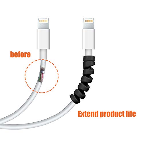 24 Pcs Jetec Charger Cable Protector, Spiral USB Wire Protector,Black - color: Black