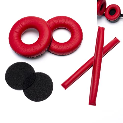 Ear Pads Headband Kit for Sennheiser HD25, HD250BT, HMD25, Red - color: Red