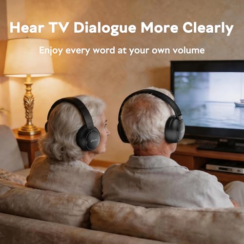 OHAYO Wireless TV Headphones for Seniors with Transmitter Charging Dock, Digital Optical AUX RCA Plug and Play Wireless Headphones for Watching TV, No Audio Delay, 100ft Range, Hearing Impaired Gifts