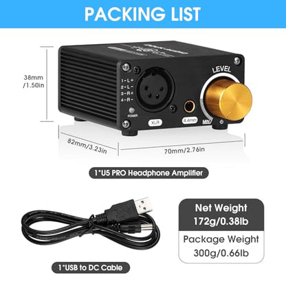 Douk Audio U5PRO HiFi Fully Balanced Headphone Amplifier, Mini Stereo Amp for XLR and 4.4mm Headsets, Replaceable Op-Amps, 18-600Ω Compatibility, 1500mW Output Power