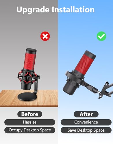 Microphone Shock Mount for HyperX QuadCast, Custom, Durable, with Adapters | Metal Outer Ring, Anti-Vibration, Durable Replacement, Works with Mic Stand and Boom Arm, 3/8" and 1/4" Screw Adapters - size: HyperX QuadCast Shock Mount