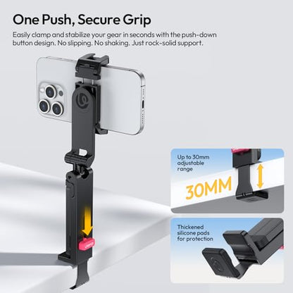 ULANZI MA89 2025 Foldable Airplane Phone Holder Mount, 360° Rotation Airplane Travel Essentials, Long Flight Must Haves Phone Tripod Stand for Flying, Home, Office Travel Gift for Content Creator