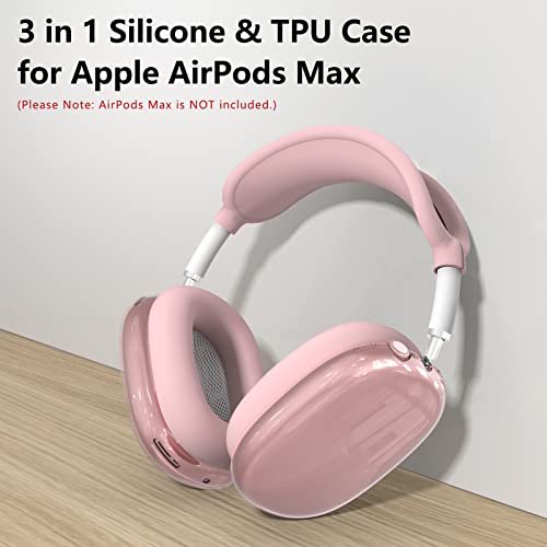 Silicone Case Cover for AirPods Max 2/ AirPods Max Headphones (Pink) - color: Clear Pink-T