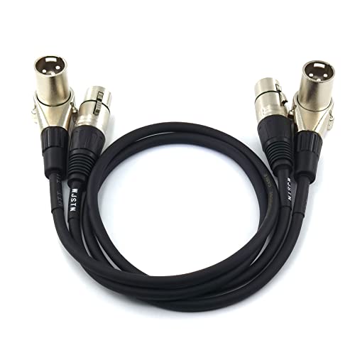 WJSTN 2-Pack 2FT Right-Angle Male to Straight Female XLR Cable Audio Adapter - size: 2FT