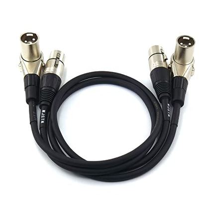 WJSTN 2-Pack 2FT Right-Angle Male to Straight Female XLR Cable Audio Adapter - size: 2FT