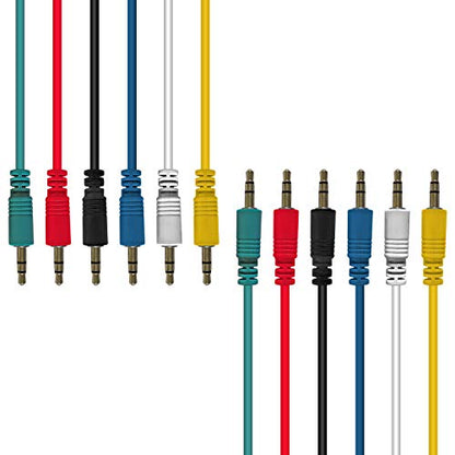 AxcessAbles 1/8 (3.5mm) TRS to 1/8 (3.5mm) TRS Balanced Minijack Stereo Patch Cables| Headphone Jack|1/8 aux Cable Bundle| 3.5mm Stereo Aux Audio Cables Multi-Color 6-Pack (3ft) - size: 3ft, style: 1/8 TRS to 1/8 TRS
