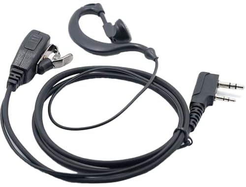 NKG1 G-Shape Earpiece with PTT Mic, 2-Pin K-Head Headset, 361° Adjustable, Noise Reduction Earphone, TPU Cable for Walkie Talkie, Black 1 Piece - color: 1 Piece