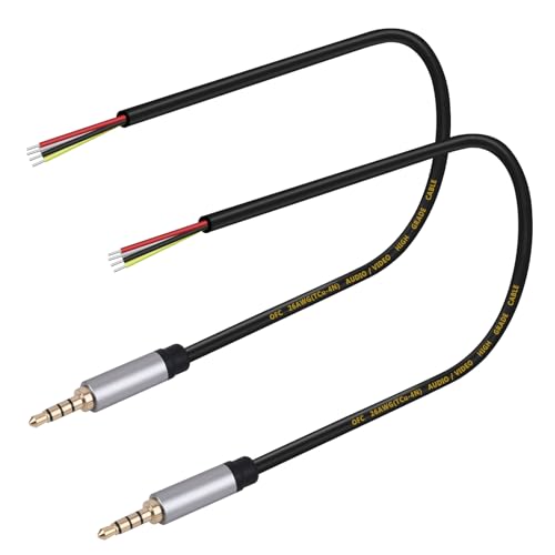 HIEbee Replacement 3.5mm 1/8" TRRS Stereo Male Plug to Bare Wire Open End Audio Cable for Headphone Headset Earphone